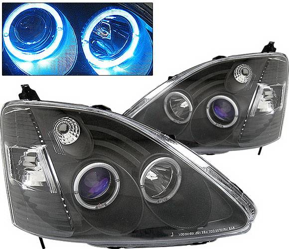 4 Car Option - Honda Civic HB 4 Car Option Dual Halo Projector Headlights - Black - LP-HC03BB-KS