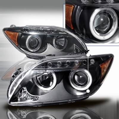 Custom Disco - Scion tC Custom Disco Black LED Halo Projector Headlights - LHP-TC05JM-KS