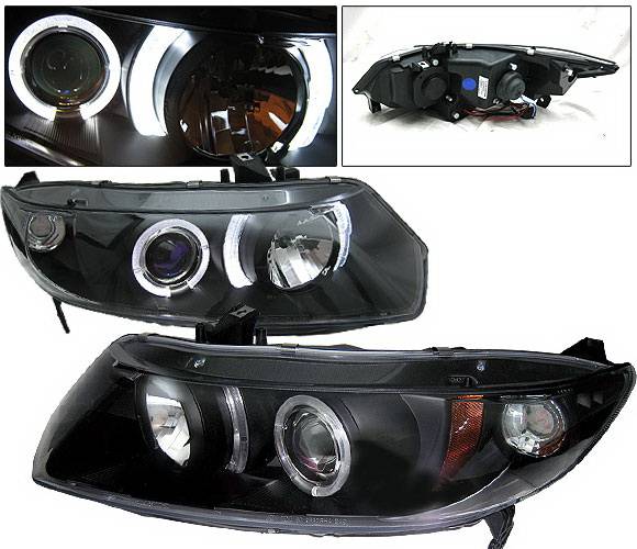 4 Car Option - Honda Civic 2DR 4 Car Option Halo Projector Headlights - Black - LP-HC062BB-YD