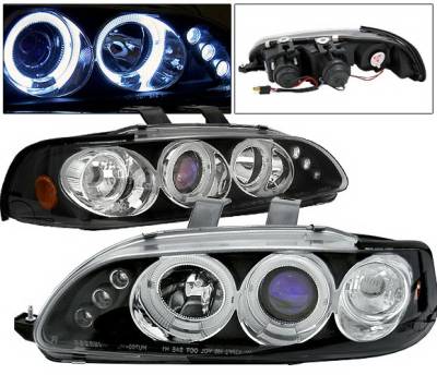 4 Car Option - Honda Civic 2DR 4 Car Option LED Dual Halo Projector Headlights - Black - LP-HC922BB-5