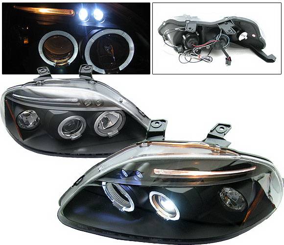 4 Car Option - Honda Civic 4 Car Option LED Dual Halo Projector Headlights - Black - LP-HC96BB-5