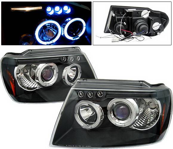 4 Car Option - Jeep Grand Cherokee 4 Car Option LED Dual Halo Projector Headlights - Black - LP-JGC99BB-5