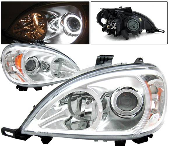 4 Car Option - Mercedes-Benz ML 4 Car Option Halo Projector Headlights - Chrome - LP-MBW16302CC-KS