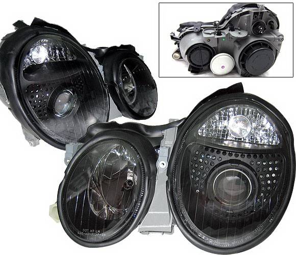 4 Car Option - Mercedes-Benz CLK 4 Car Option Projector Headlights - Black - LP-MBW208B-DP