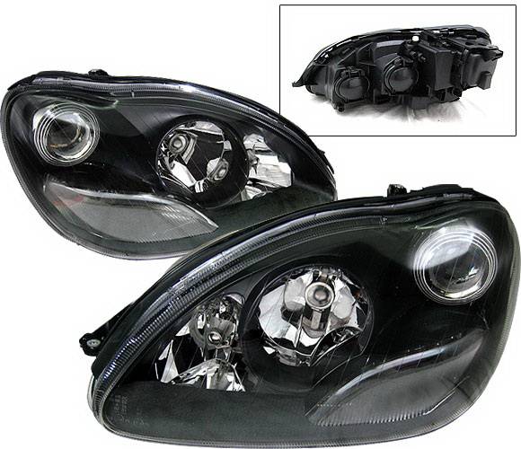 4 Car Option - Mercedes-Benz S Class 4 Car Option Halo Projector Headlights - Black - LP-MBW220BC-KS