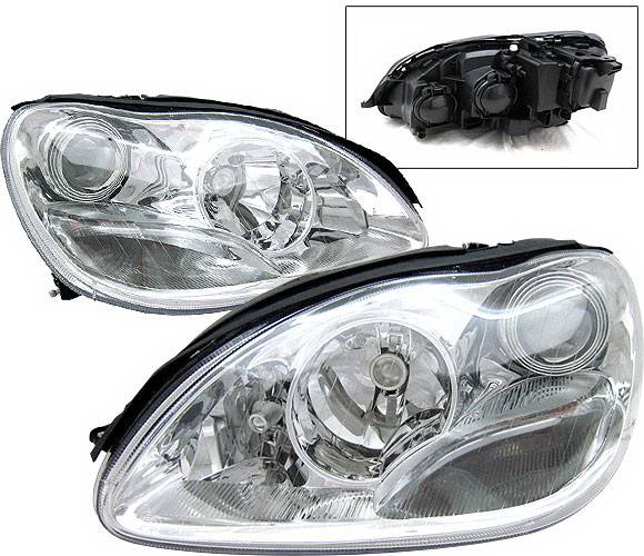4 Car Option - Mercedes-Benz S Class 4 Car Option Halo Projector Headlights - Chrome - LP-MBW220CC-KS