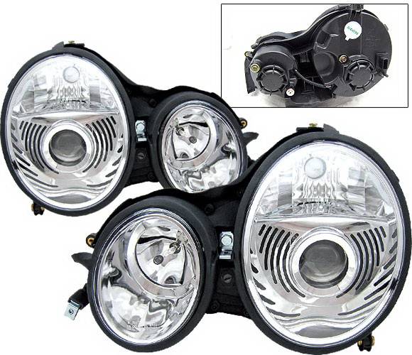 4 Car Option - Mercedes-Benz E Class 4 Car Option Projector Headlights - Chrome - LP-MBZE95CC-9