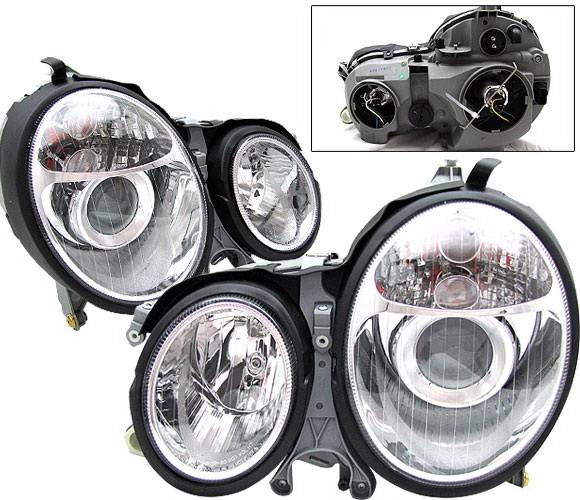 4 Car Option - Mercedes-Benz E Class 4 Car Option Projector Headlights - Chrome - LP-MBZE95CC-DP