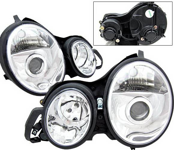 4 Car Option - Mercedes-Benz E Class 4 Car Option Projector Headlights - Chrome - LP-MBZE95CC-KS