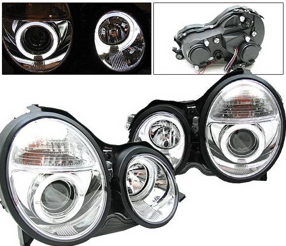 4 Car Option - Mercedes-Benz E Class 4 Car Option Projector Headlights - Chrome - LP-MBZE95CC-YD
