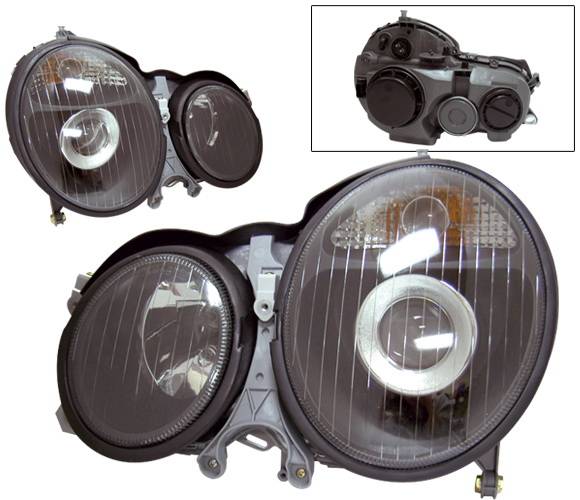 4 Car Option - Mercedes-Benz E Class 4 Car Option Projector Headlights - Black - LP-MBZE99BC-KS