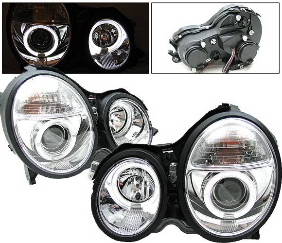 4 Car Option - Mercedes-Benz E Class 4 Car Option Projector Headlights - Chrome - LP-MBZE99CC-YD