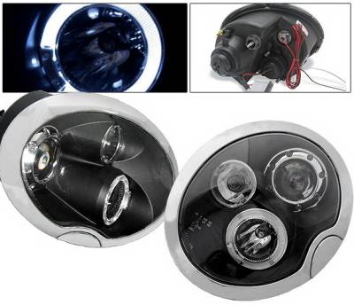 4 Car Option - Mini Cooper 4 Car Option Halo Projector Headlights - Black - LP-MCOP02BB-5