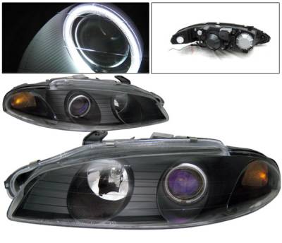 4 Car Option - Mitsubishi Eclipse 4 Car Option Halo Projector Headlights - Black CCFL - LP-ME97HBB-KS-CCFL