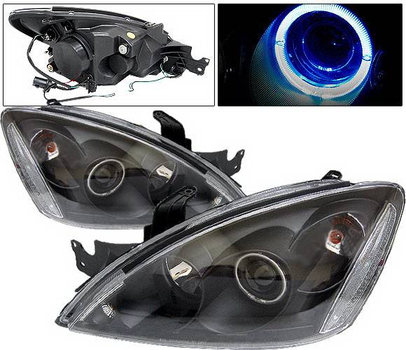 4 Car Option - Mitsubishi Lancer 4 Car Option Halo Projector Headlights - Black - LP-ML04BB-KS