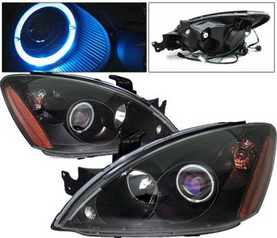 4 Car Option - Mitsubishi Lancer 4 Car Option Halo Projector Headlights - Black CCFL - LP-ML04BC-KS-CCFL