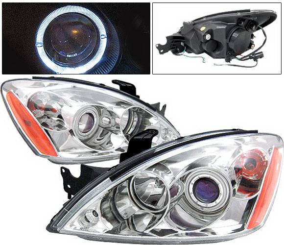 4 Car Option - Mitsubishi Lancer 4 Car Option Halo Projector Headlights - Chrome - LP-ML04CB-KS