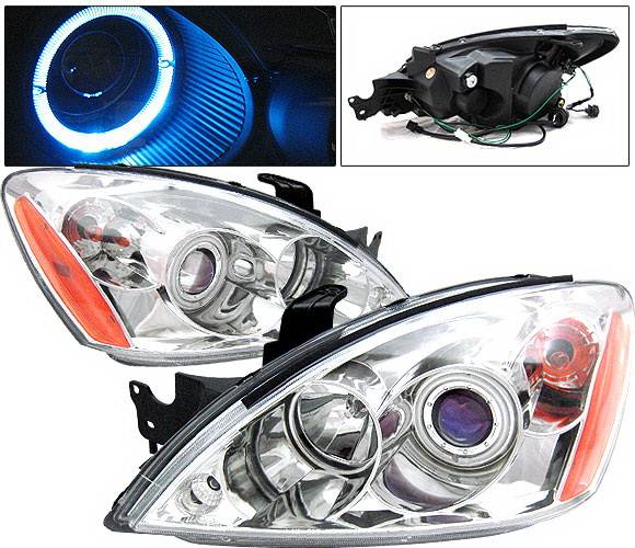 4 Car Option - Mitsubishi Lancer 4 Car Option Halo Projector Headlights - Chrome CCFL - LP-ML04CC-KS-CCFL