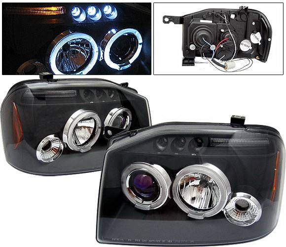 4 Car Option - Nissan Frontier 4 Car Option LED Dual Halo Projector Headlights - Black - LP-NF01BB-5