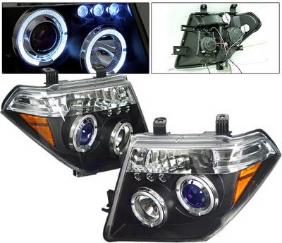 4 Car Option - Nissan Frontier 4 Car Option LED Dual Halo Projector Headlights - Black - LP-NF05BB-5