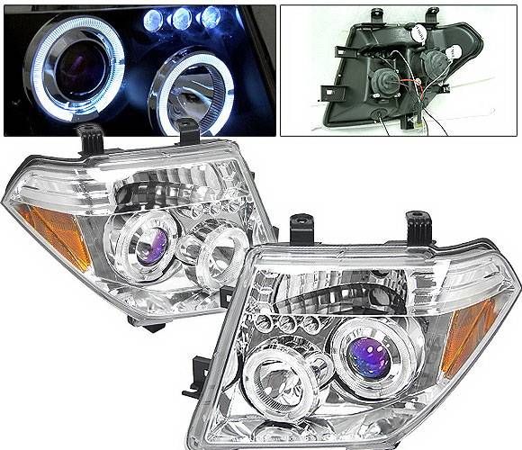 4 Car Option - Nissan Frontier 4 Car Option LED Dual Halo Projector Headlights - Chrome - LP-NF05CB-5