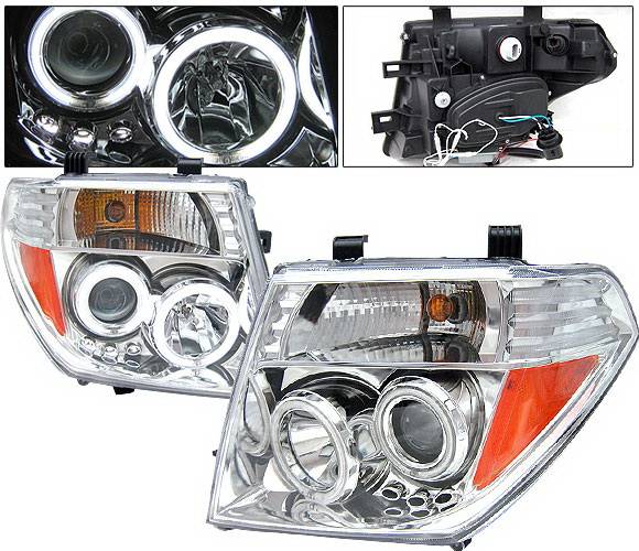 4 Car Option - Nissan Frontier 4 Car Option LED Halo Projector Headlights - Chrome CCFL - LP-NF05CB-KS