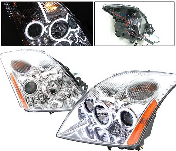 4 Car Option - Nissan Sentra 4 Car Option Halo Projector Headlights - Chrome CCFL - LP-NS07CF-KS