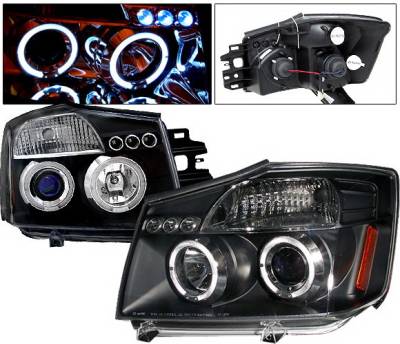 4 Car Option - Nissan Armada 4 Car Option LED Dual Halo Projector Headlights - Black - LP-NTIT04BB-5