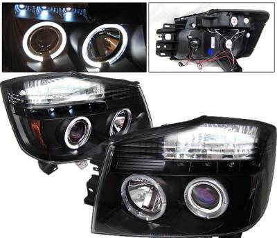 4 Car Option - Nissan Armada 4 Car Option Halo Projector Headlights - Black - LP-NTIT04BB-YD