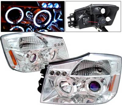 4 Car Option - Nissan Armada 4 Car Option LED Dual Halo Projector Headlights - Chrome - LP-NTIT04CB-5