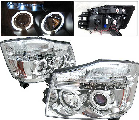 4 Car Option - Nissan Titan 4 Car Option Halo Projector Headlights - Chrome - LP-NTIT04CB-YD