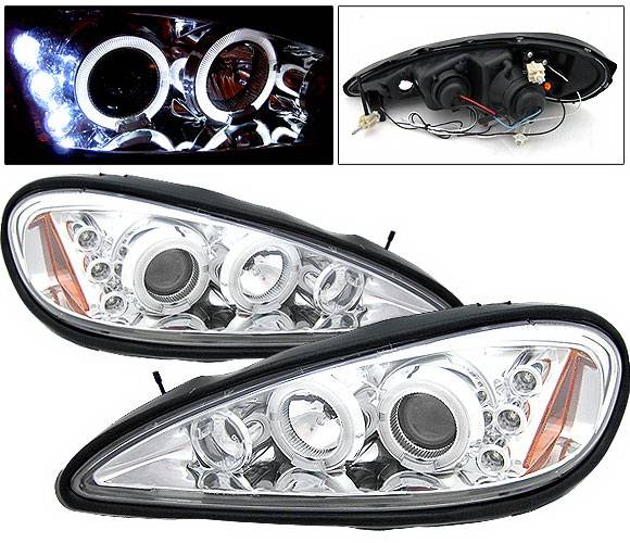 4 Car Option - Pontiac Grand Am 4 Car Option LED Halo Projector Headlights - Chrome - LP-PGAM99CC-5
