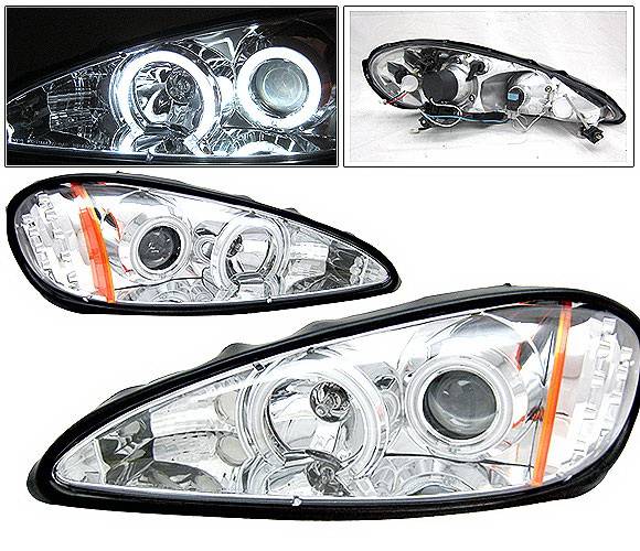 4 Car Option - Pontiac Grand Am 4 Car Option LED Halo Projector Headlights - Chrome CCFL - LP-PGAM99CC-KS