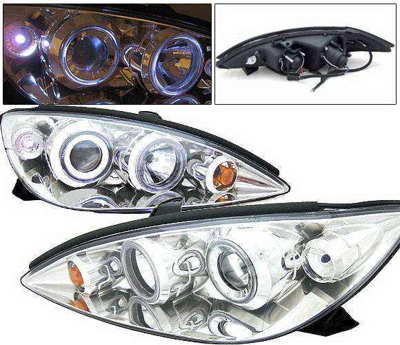 4 Car Option - Toyota Camry 4 Car Option Dual Halo Projector Headlights - Chrome - LP-TCA00C