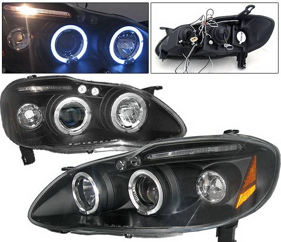 4 Car Option - Toyota Corolla 4 Car Option LED Halo Projector Headlights - Black - LP-TCL03BC-5