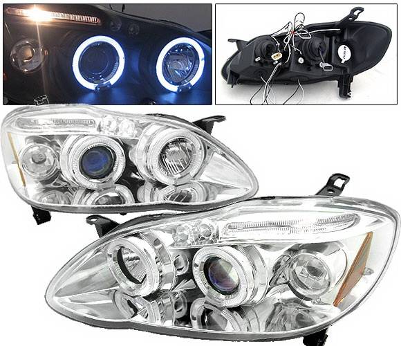 4 Car Option - Toyota Corolla 4 Car Option LED Halo Projector Headlights - Chrome - LP-TCL03CC-5