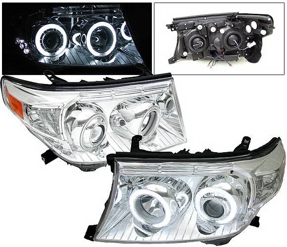 4 Car Option - Toyota Land Cruiser 4 Car Option CCFL Halo Headlights - Chrome - LP-TLC08CF-KS