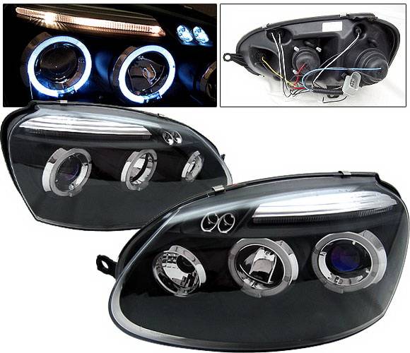 4 Car Option - Volkswagen Golf 4 Car Option Halo Projector Headlights - Black - LP-VG05BB-5