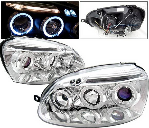 4 Car Option - Volkswagen Golf 4 Car Option Halo Projector Headlights - Chrome - LP-VG05CB-5