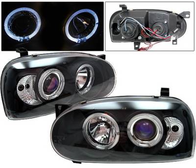 4 Car Option - Volkswagen Golf 4 Car Option Halo Projector Headlights - Black - LP-VG92BB-YD