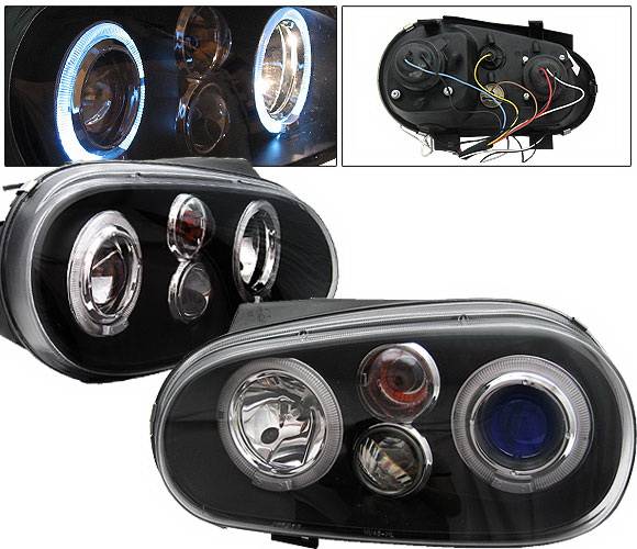 4 Car Option - Volkswagen Golf 4 Car Option Halo Projector Headlights - Black - LP-VG99BB-5