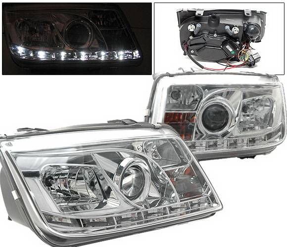 4 Car Option - Volkswagen Jetta 4 Car Option Projector Headlights - R8 DRL - Chrome - LP-VJ99CDR-YD