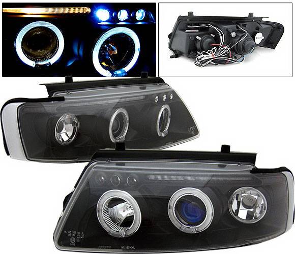 4 Car Option - Volkswagen Passat 4 Car Option LED Halo Projector Headlights - Black - LP-VP97BB-5