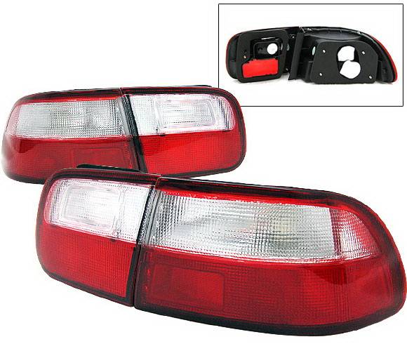 4 Car Option - Honda Civic 2DR & 4DR 4 Car Option Taillights - Red & Clear - LT-1J-HC92-1