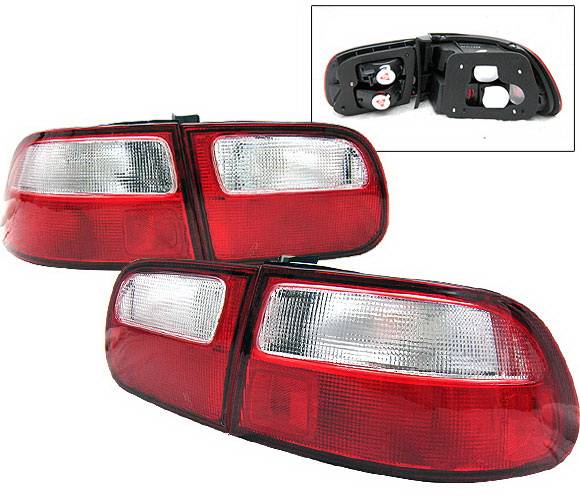 4 Car Option - Honda Civic HB 4 Car Option Taillights - Red & Clear - LT-1J-HC92-2