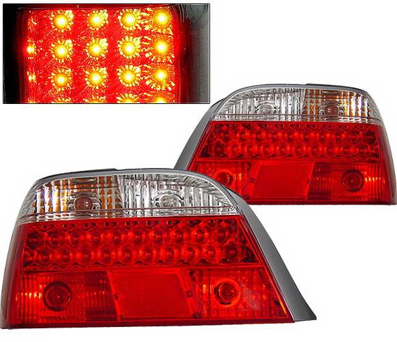 4 Car Option - BMW 7 Series 4 Car Option LED Taillights - Red & Clear - LT-B38LEDRC-KS