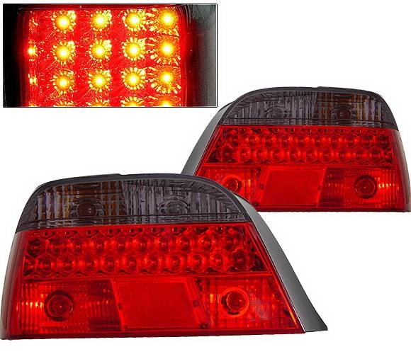 4 Car Option - BMW 7 Series 4 Car Option LED Taillights - Red & Smoke - LT-B38LEDRSM-KS
