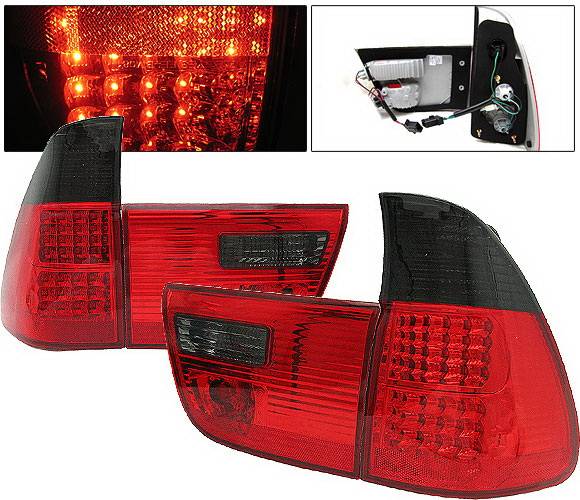 4 Car Option - BMW X5 4 Car Option LED Taillights - Red & Smoke - LT-BE5300LEDRSM-KS