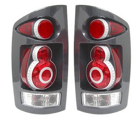 4 Car Option - Dodge Ram 4 Car Option 3D Retro Taillights - Carbon Fiber Style - LT-DR02DF-9