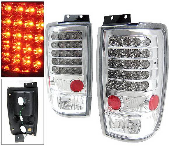 4 Car Option - Ford Expedition 4 Car Option LED Taillights - Chrome - LT-FE97LEDC-KS